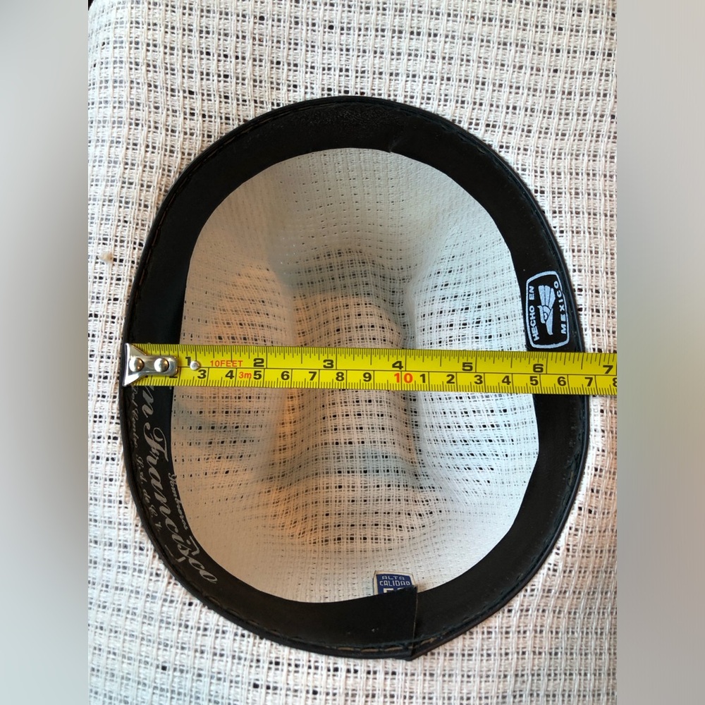 San Francisco Sombreros Cream Stiff Straw Hat and Brown Band - Picture 11 of 11
